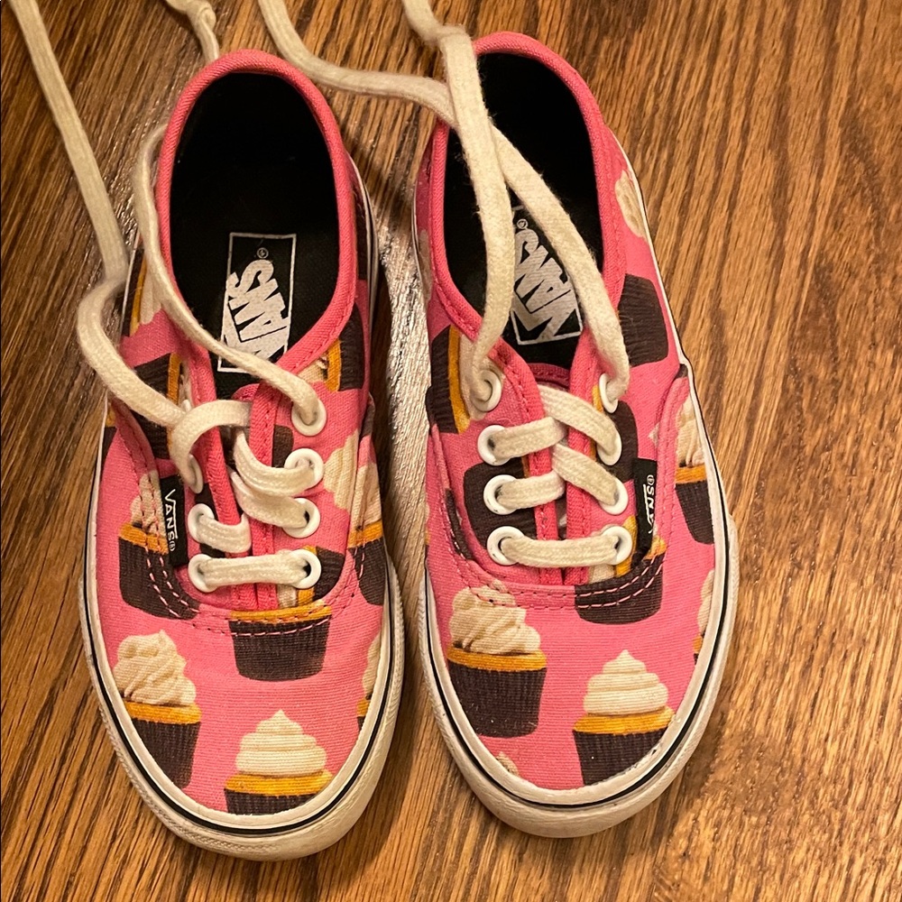Vans Kids Sneakers with Pink Cupcake Design
